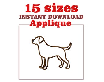 Diseño de bordado de perro de laboratorio con apliques: archivo de bordado a máquina (descarga digital)