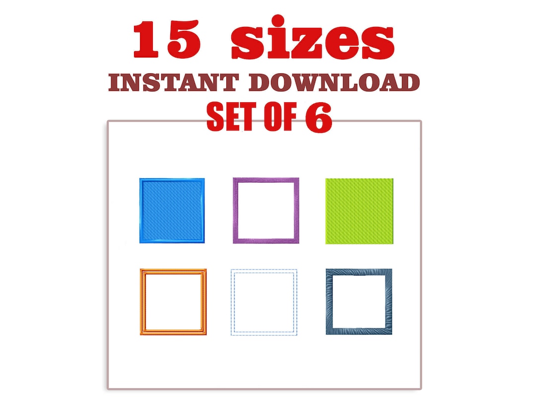 Square Embroidery Design: Mini Set of 6 (digital Download) - Etsy