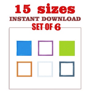 May include: Set of six embroidery designs of different colored squares. The designs are available in 15 sizes.  INSTANT DOWNLOAD SET OF 6.