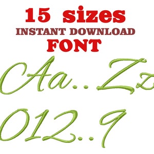 Alex Brush Font Embroidery Designs: 15 Sizes (Digital File)