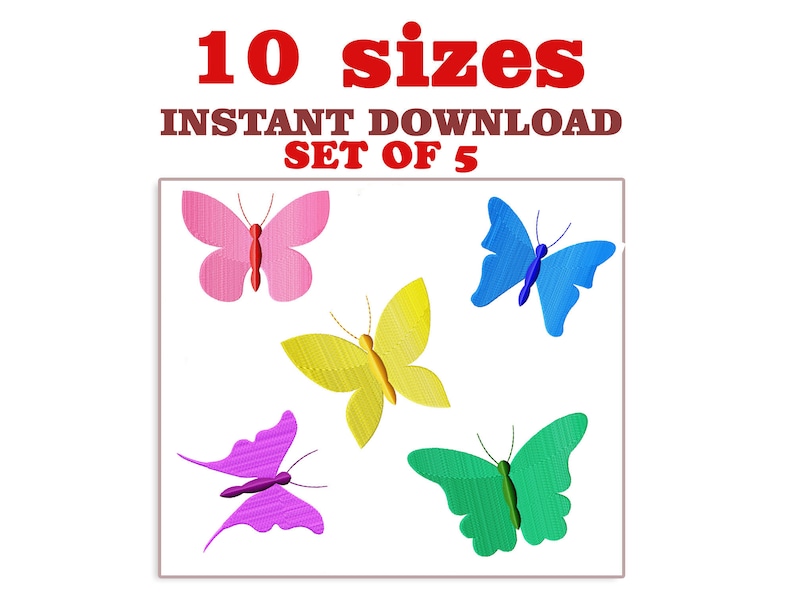 Machine Embroidery Design Butterfly embroidery design set of 5 butterfly embroidery design file