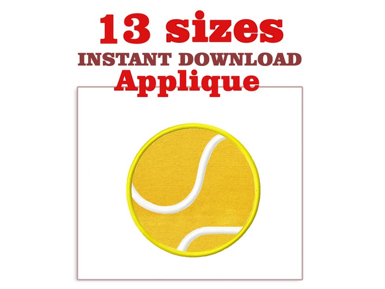 Tennis ball applique embroidery design download embroidery  etsy
