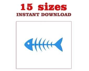 Fish Skeleton Machine Embroidery Design (Digital Download)