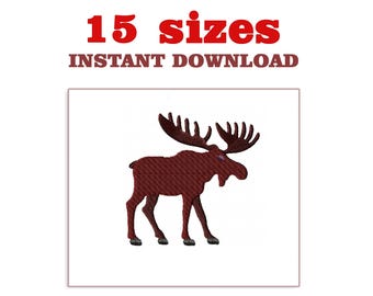 Mini Moose Embroidery Design: Machine Embroidery File (Digital Download)