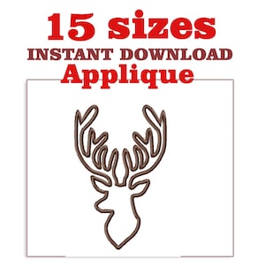 Deer Head Applique Embroidery Design File (Instant Download)