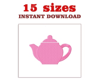 Teapot Embroidery Design: Kettle Machine Embroidery File (Digital Download)