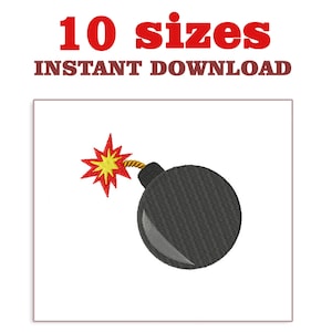Bomb Embroidery Design File: Cartoon Style (Instant Download)