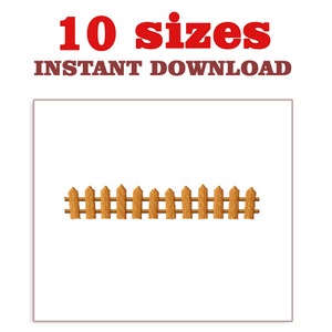 May include: A brown picket fence with 10 vertical slats. The fence is isolated on a white background. 10 sizes Instant Download.