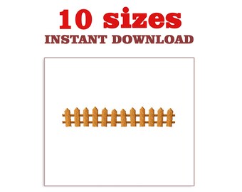 Picket Fence Embroidery Design: Mini Wooden Fence (Digital Download)