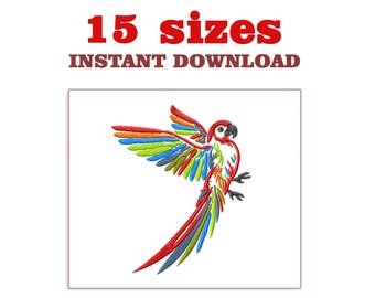 Colorful Parrot Embroidery Design: Machine Embroidery File (Instant Download)