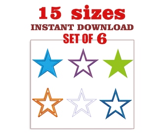 Star Embroidery Design: Set of 6 Machine Embroidery Designs (Digital Download)