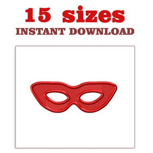 Puede incluir: Diseño de bordado de máscara de superhéroe roja. 15 tamaños incluidos en la descarga instantánea.
