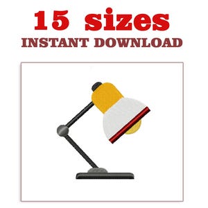 May include: A black and yellow desk lamp with a red accent on the shade.  The lamp is on a white background. 15 sizes. Instant Download.