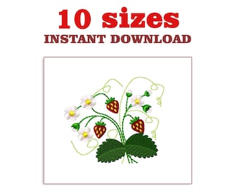 Strawberry Embroidery Designs: Machine Embroidery File (Instant Download)