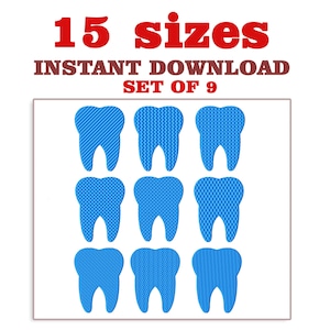 Tooth Fill Stitch Embroidery Design: 9 Options (Digital Download)