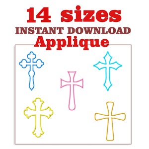 Cross Applique Embroidery Design , Cross Applique set of 5 - height 40 mm to 170 mm step 10mm, Christian Cross Embroidery Design