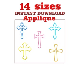 Borduurontwerp met kruisappliqué: christelijke set van 5 (digitale download)