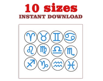 Zodiac Signs Embroidery Design: Set of 12 (Digital Download)