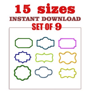 Frame Applique Embroidery Design: 9 x 15 Sizes (Digital File)