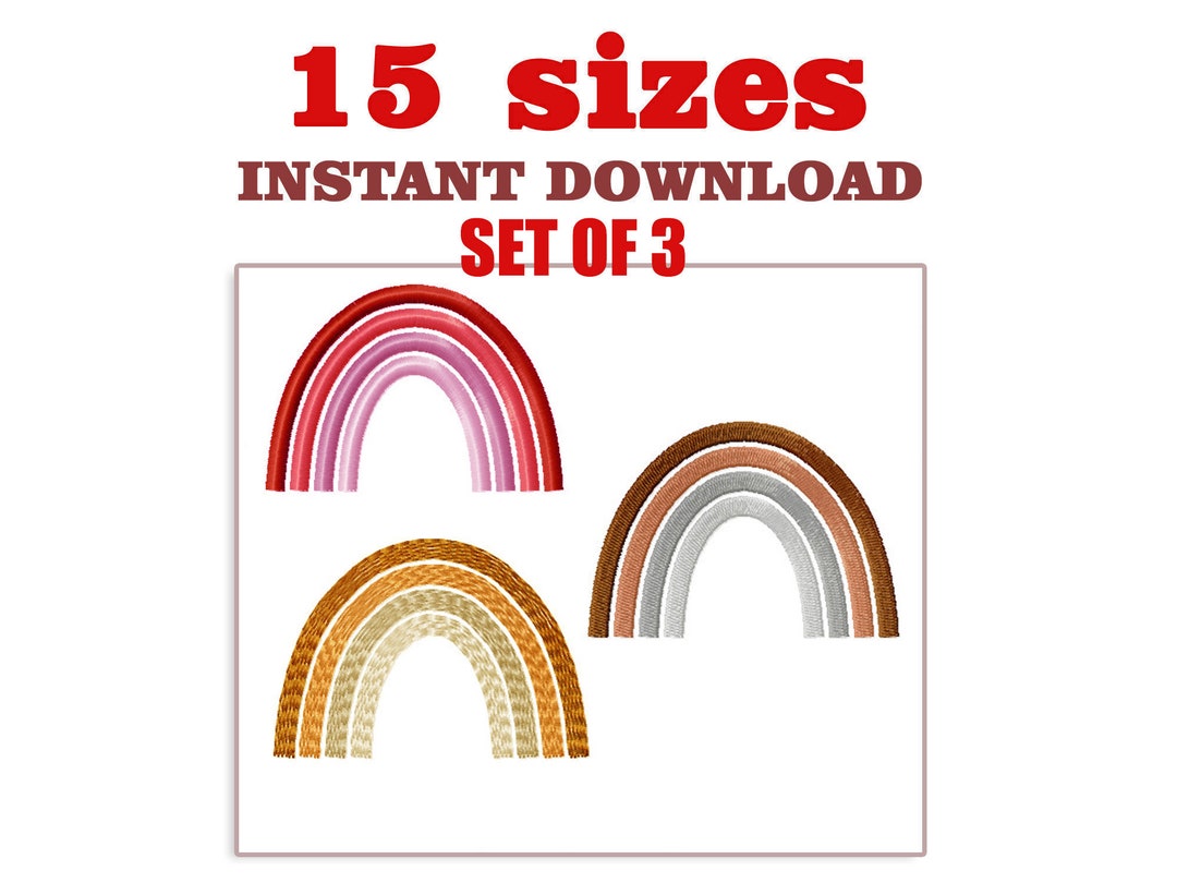 Boho Rainbow Embroidery Design File, Boho Rainbow Set of 3, Machine ...