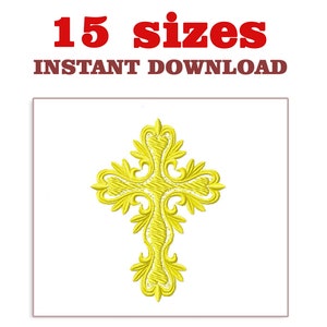 Christian Cross Embroidery Design: Ornate Filigree (Digital Download)