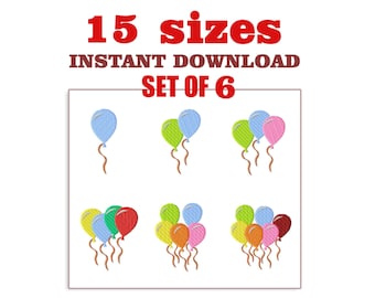 Ballon Stickdatei, Stickdatei: 6er Set