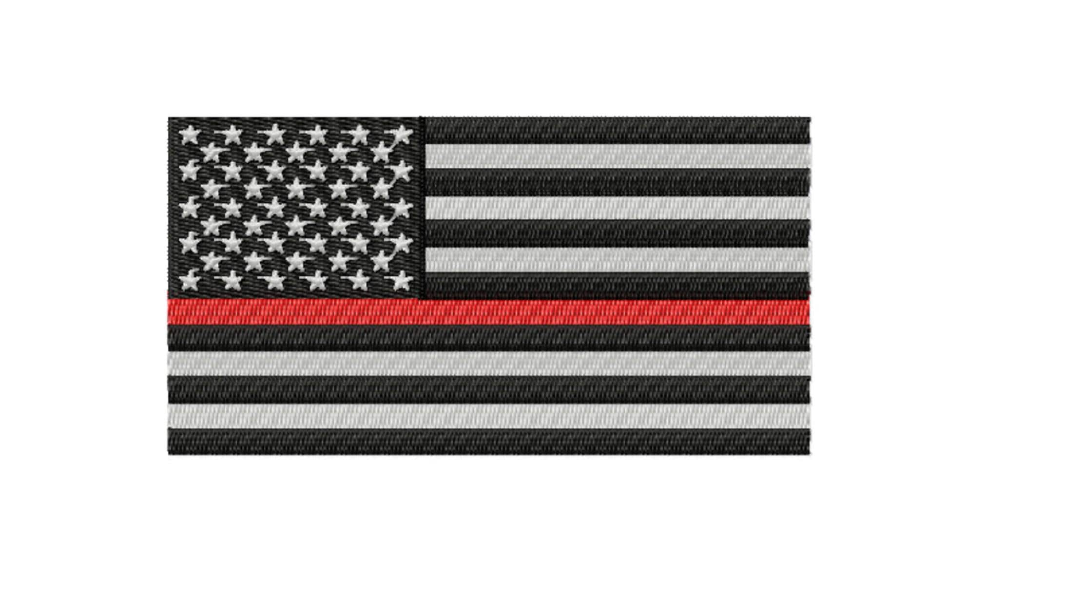 Embroidery Red Line Thin Red Line Flag Embroidery Design: Machine Embroidery File (instant ...