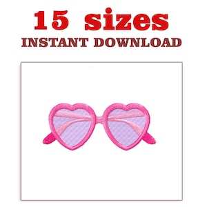 Heart Sunglasses Embroidery Design (Digital Download)