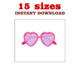 Heart Sunglasses Embroidery Design (Digital Download)