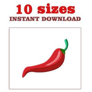 Chili Pepper Embroidery Design: Machine Embroidery File (Digital Download)