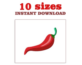 Chili Pepper Embroidery Design: Machine Embroidery File (Digital Download)