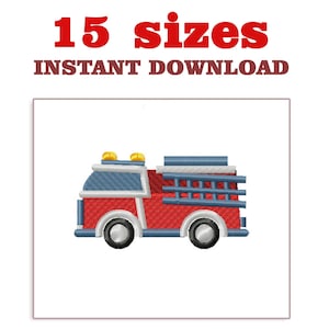 Fire Truck Embroidery Design file, Red Fire Truck Download Embroidery, Fire Truck machine embroidery designs file