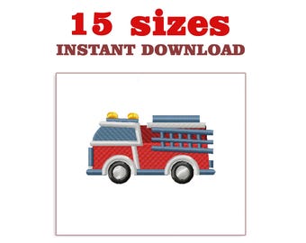 Fire Truck Embroidery Design: Machine Embroidery File (Digital Download)
