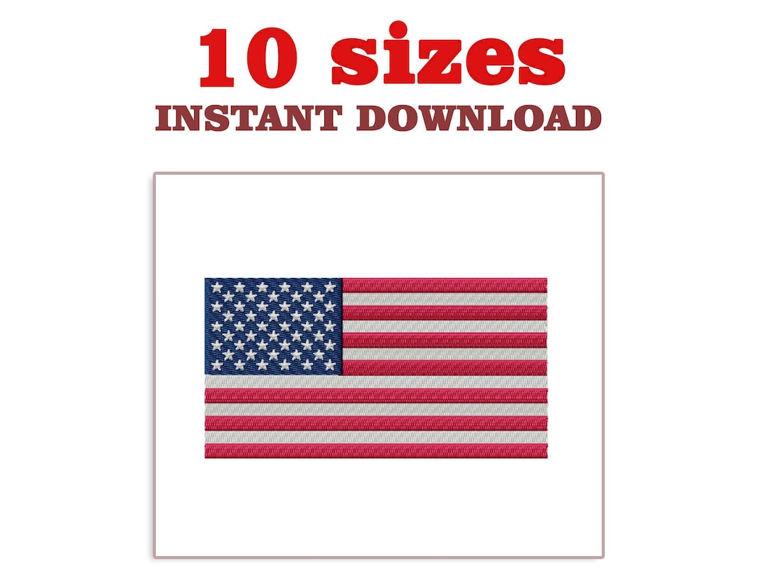 American Flag Embroidery Design: Machine Embroidery File (instant ...