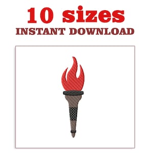 May include: Embroidered design of a red and black torch with 10 sizes available for instant download.