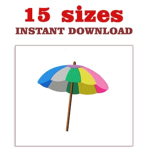 Beach Umbrella Embroidery Design file, mini Beach Umbrella Embroidery,  small Umbrella Design file