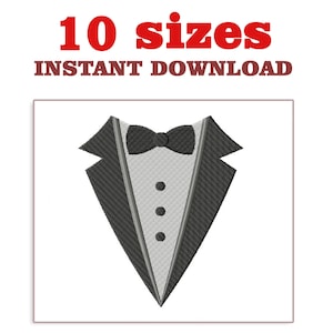 Tuxedo Embroidery Design file, Tuxedo Machine Embroidery Design