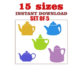 Teapot Embroidery Design: Teakettle Machine Embroidery File (Digital Download)