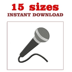 マイク刺繍デザイン：機械刺繍ファイル（デジタルダウンロード）