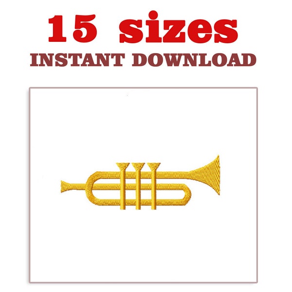 Trumpet Embroidery Design file, Mini Trumpet Embroidery