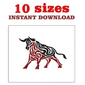 Bull Embroidery Design: Satin Stitch Machine Embroidery File (Instant Download)