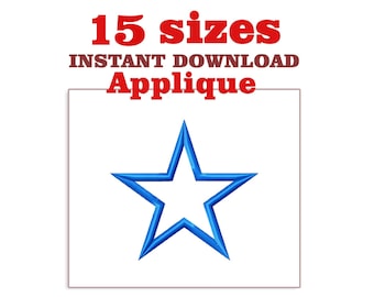 Star Applique Embroidery Design, Machine Embroidery (Digital Download)