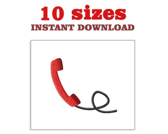 Telephone Handset Embroidery Design: Vintage Phone (Digital Download)