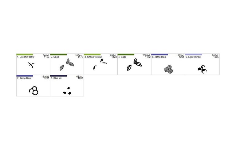 Blueberry Outline Embroidery Design File, Blueberry Machine Embroidery