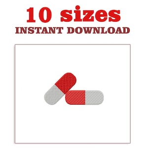 Pill Embroidery Design file, Capsule  Download Embroidery, Two Pills machine embroidery designs