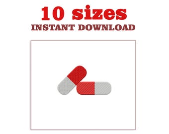 Borduurontwerp pil: capsulemachineborduurwerk (digitale download)