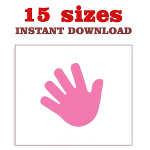 May include: Pink handprint silhouette graphic design, 15 sizes, instant download.