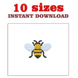 Può includere: Un ricamo di ape giallo e nero con ali bianche. Il design è disponibile in 10 dimensioni ed è un download istantaneo.
