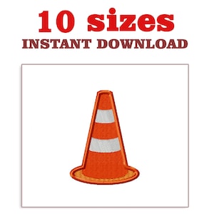 May include: Orange and white traffic cone embroidery design. 10 sizes available for instant download.