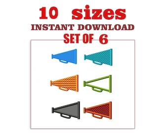 Megaphone Embroidery Design set of 6: Machine Embroidery File (Digital Download)
